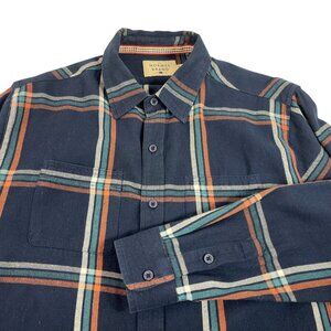 The Normal Brand Plaid Flannel Button Shirt Mens‎ Medium Blue Cotton Pocket
